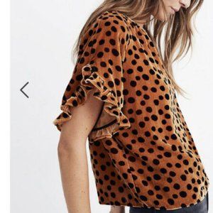 Madewell Velvet Memento Ruffle-Sleeve Top